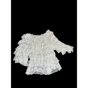 Boston Proper Lace Tiered White W M/L Crocheted Boho Core Flower Child Hippie